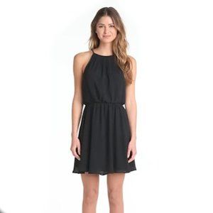 Lush Blouson Chiffon Skater Dress Black